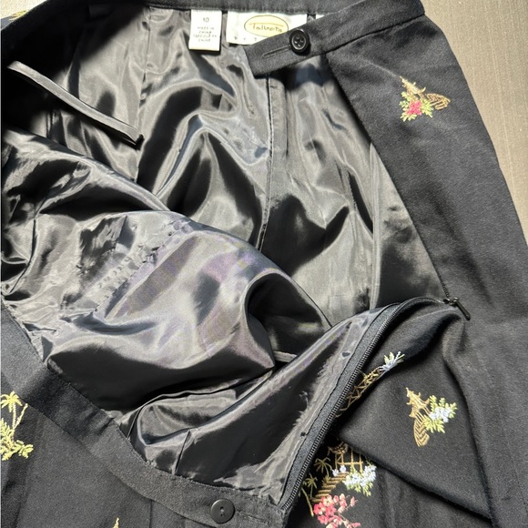 Vintage Talbots Silk Blend Pagoda Palm Tree Embroidered‎ Cropped Pant Trouser - Picture 12 of 16